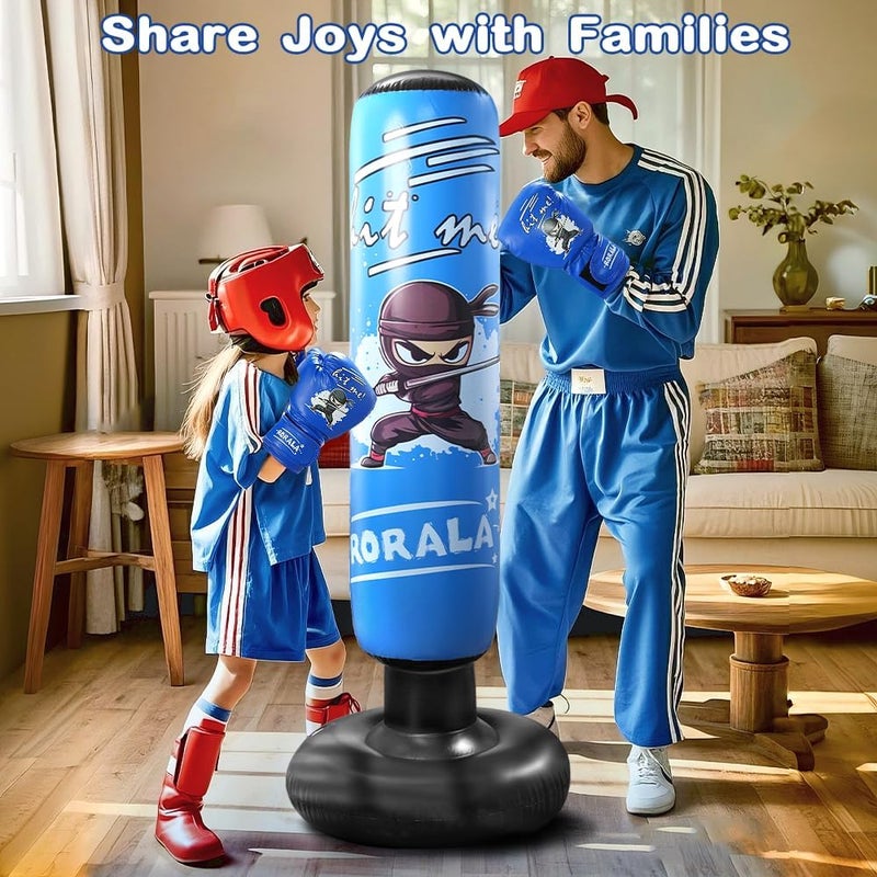 RORALA Inflatable Kids Punching Bag, 63 Inch Boxing Bag Toy with Gloves, Manual Air Pump, Great Gift for Boys Girls Age 3-12 - Image 5